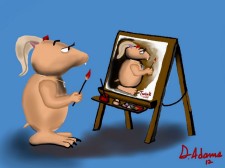 Twink Paints a Self Portrait by Debbie Adams