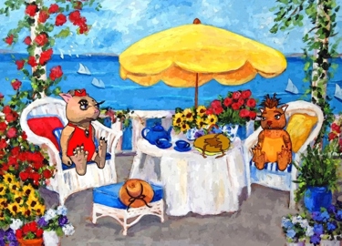 Twink's Beach House Porch by Debbie Adams