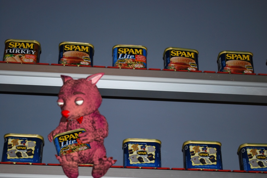 Bruno on the SPAM conveyor in the SPAM Museum Bruno on the SPAM conveyor in the SPAM Museum